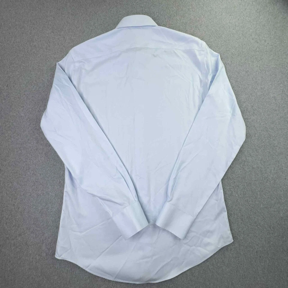 SuitSupply Traveller Blue Slim Fit Non Iron Dress Shirt Men's Size 15 38 Formal - Image 4 of 4