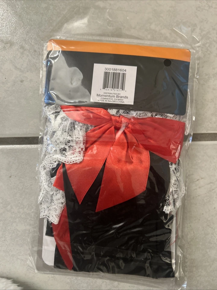 Nuevo en Paquete Liguero de Encaje con Cintas Rojas Calcetines Negros Lolita 29" Sobre la Rodilla Alto Momentum Foto 2 de 2