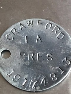British Army Vintage Military Dog tags Crawford IA PRESS 19174813 WW2 History