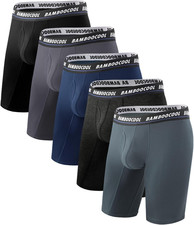 Men'S Long Boxer Briefs Performance Long Leg Sports Boxer Brief Underwear Multip