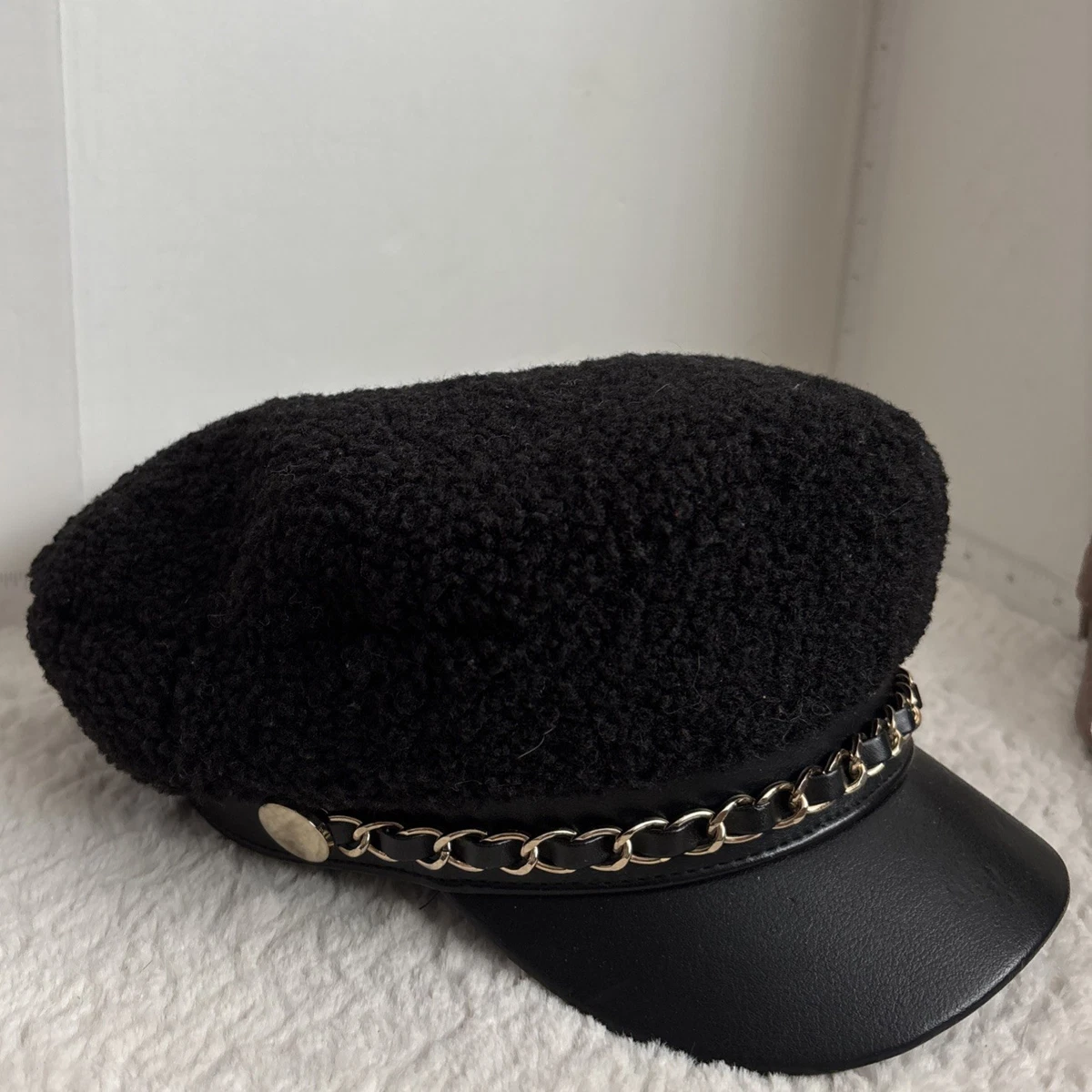 Black Faux Fur Newsboy Caps for Women for sale | eBay