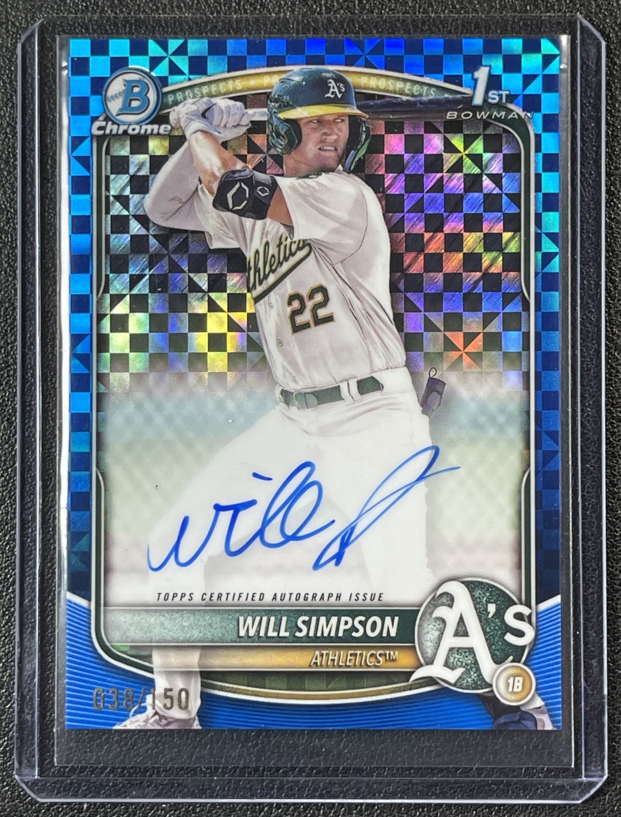 WILL SIMPSON 2025 BOWMAN #CPA-WSI CHROME BLUE X-FRACTOR REFRACTOR AUTO 38/150