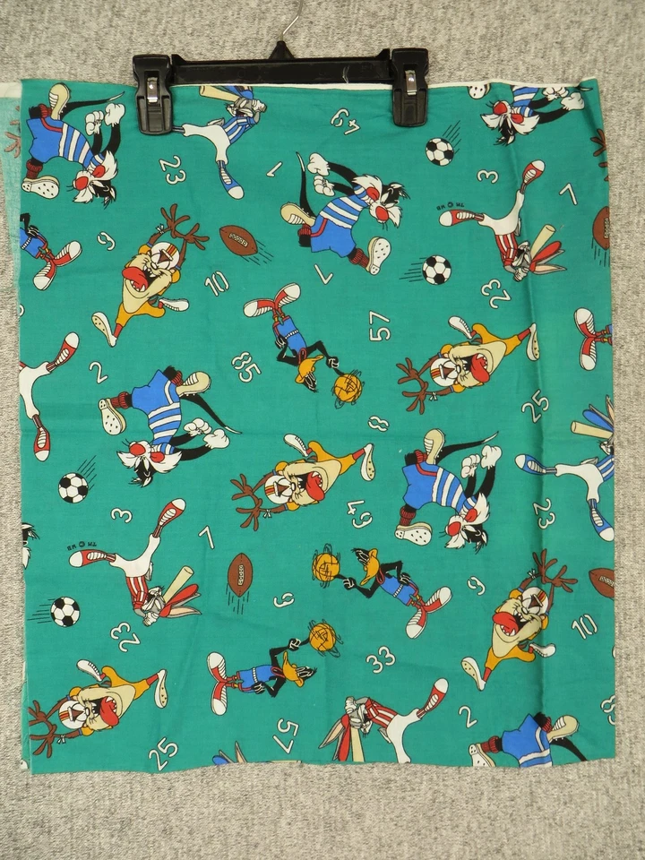 Vintage 1994 Warner Bros Looney Tunes Tecido Estampa Esportiva Insetos Patolino Pato Taz - Imagem 2 de 4