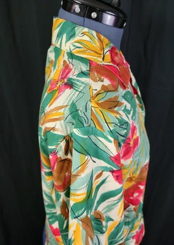 Vintage Cristin Stevens Yellow/Green/Red Tropical Print Button Down Size M - Afbeelding 12 van 17