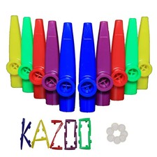 Crystaljun 20Pcs Plastic Kazoos With Kazoo Flute Multicolor