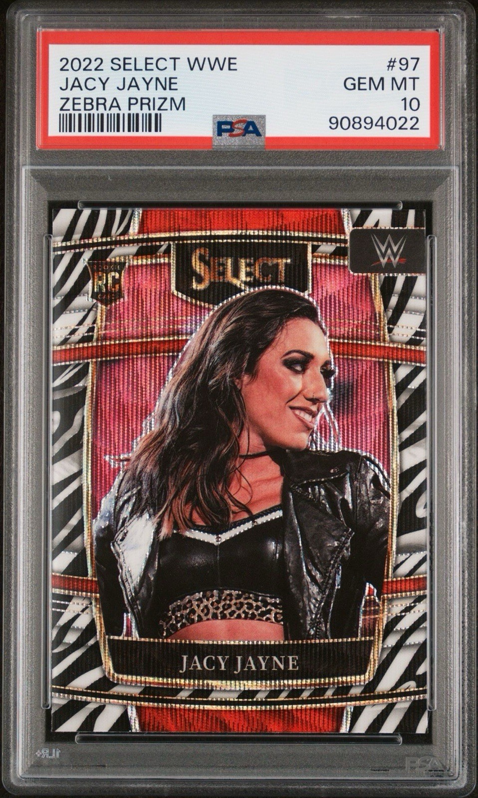 2022 Jacy Jayne WWE Panini Select Concourse Zebra Prizm PSA 10