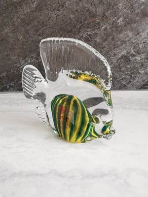 Vintage Böhmische Glas Iris Cezch Glas Fisch Ornament Handarbeit TOP 