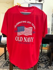 2026 Men OLD NAVY USA American Flag 4th of July T Shirt Size XL RED