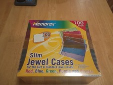 NEW MEMOREX MULTI COLOR SLIM JEWEL CASES 100 PACK WITH INSERTS FOR DVD CD'S
