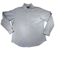 Ralph Lauren Mens XL Classic Fit Blue White Striped Button Down Shirt Pony Logo