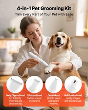 Dog Clippers for Grooming, 4 in 1 Dog Grooming Kit, Low Noise, Rechargeable Pet