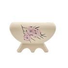 Vintage White Ivory McCoy Pottery USA Pink Dogwood Blossom Footed Planter 51/4"