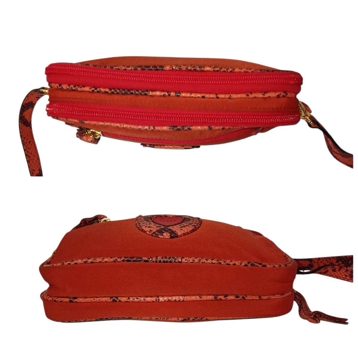 BALLY Shoulder Bag Sacoche Python Snake Pattern R… - image 6