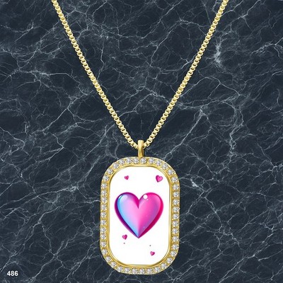 Gorgeous Colorful Hearts Pendant Necklace Picture Design Stylish Gold Tone Nice