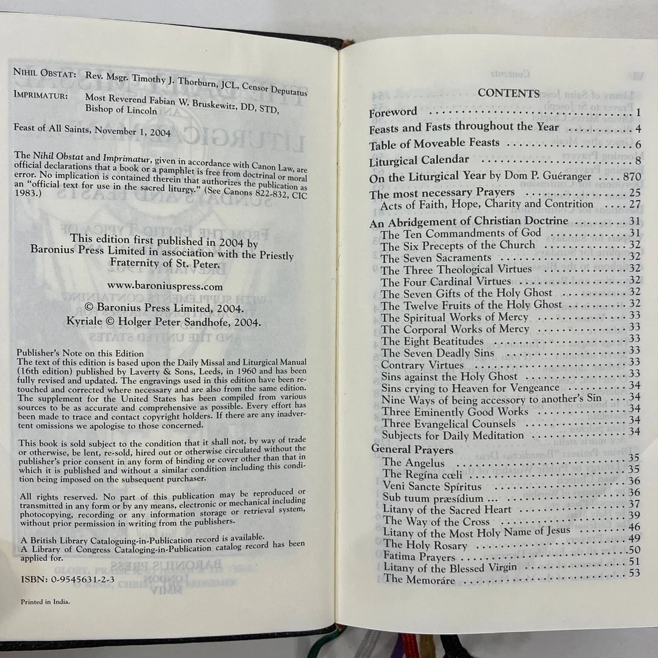 The Daily Missal and Liturgical Manual English & Latin Ed Baronius Press 2004 - Image 3 of 4