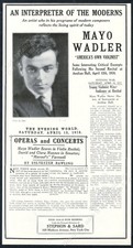 Mayo Wadler 1918 foto violín recital tour reserva comercio anuncio impreso