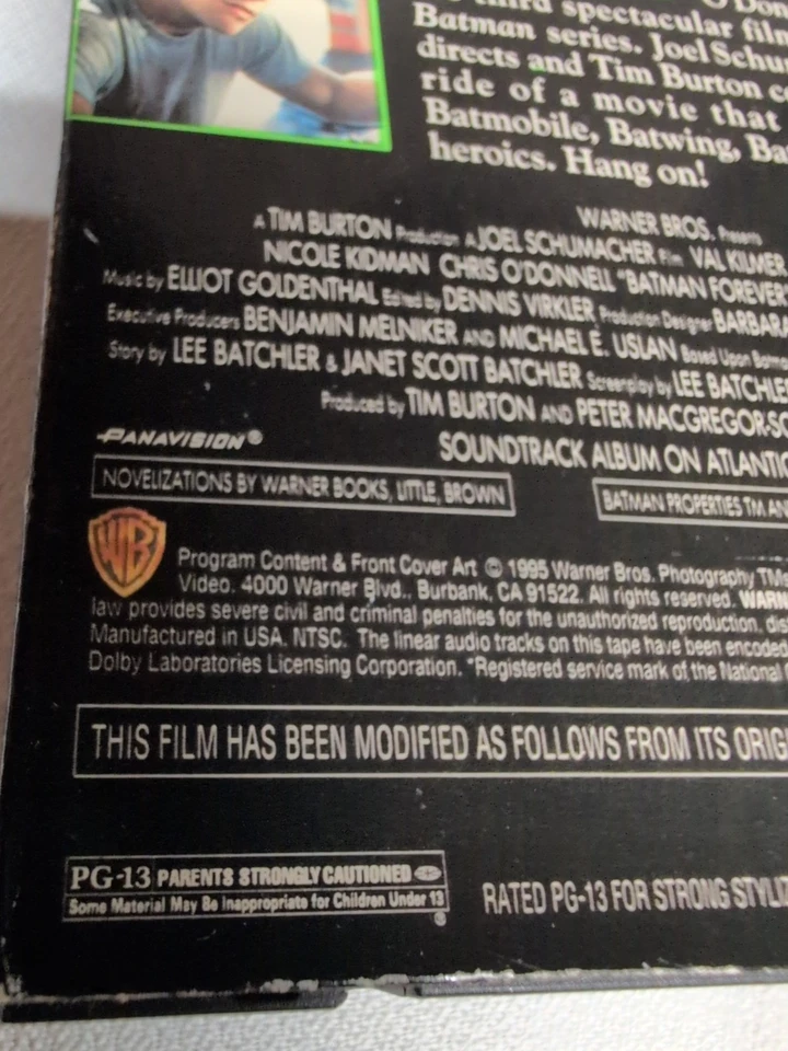 Batman Forever 1995 VHS Warner Home Video, Jim Carrey Foto 3 de 4