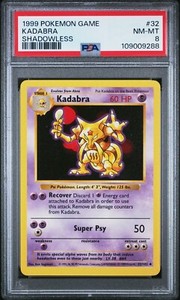 Pokemon Card Kadabra 32/102 Shadowless Base Set 1999 PSA 8 NM-MT