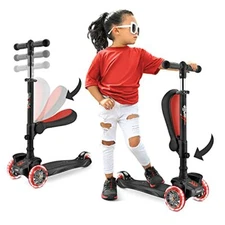 Hurtle HURFS96 3 Wheeled Scooter for Kids - 2-in-1 Sit/Stand Child Toddlers Toy