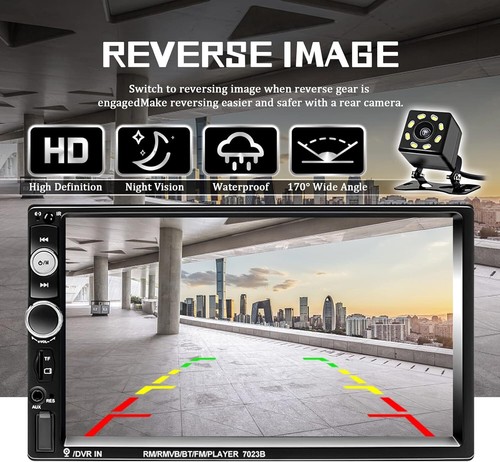 7" Double Din Car Stereo with Bluetooth, MP5 Player, and Backup Camera - Picture 4 of 11