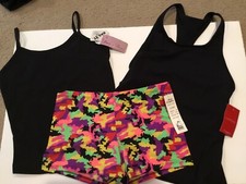 New Lot of 3 Women s Dance/Active Wear, Size XL, Black Multi Color