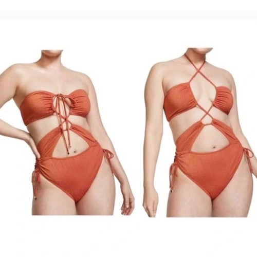 VICTORIA’S SECRET | Monokini scintillante increspato con cinturino in smalto zenzero taglia M {NUOVO} - Foto 2 di 14