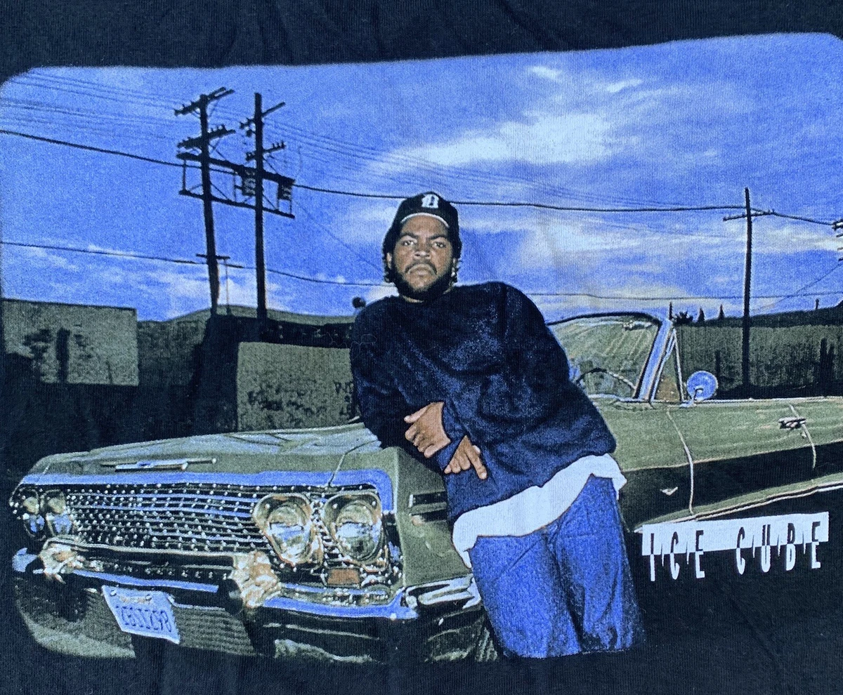 ICE CUBE LEANING ON CAR LOWRIDER IMPALA BLACK T SHIRT, SIZE 3XL, XXXL | eBay
