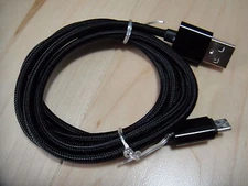 Micro USB Charger Sync Data Braided 3 Ft. Cable - Black