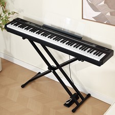 Full Size 88Keys Semi Weighted Black Digital Piano Keyboards w/ Pedal,Stand,Bag
