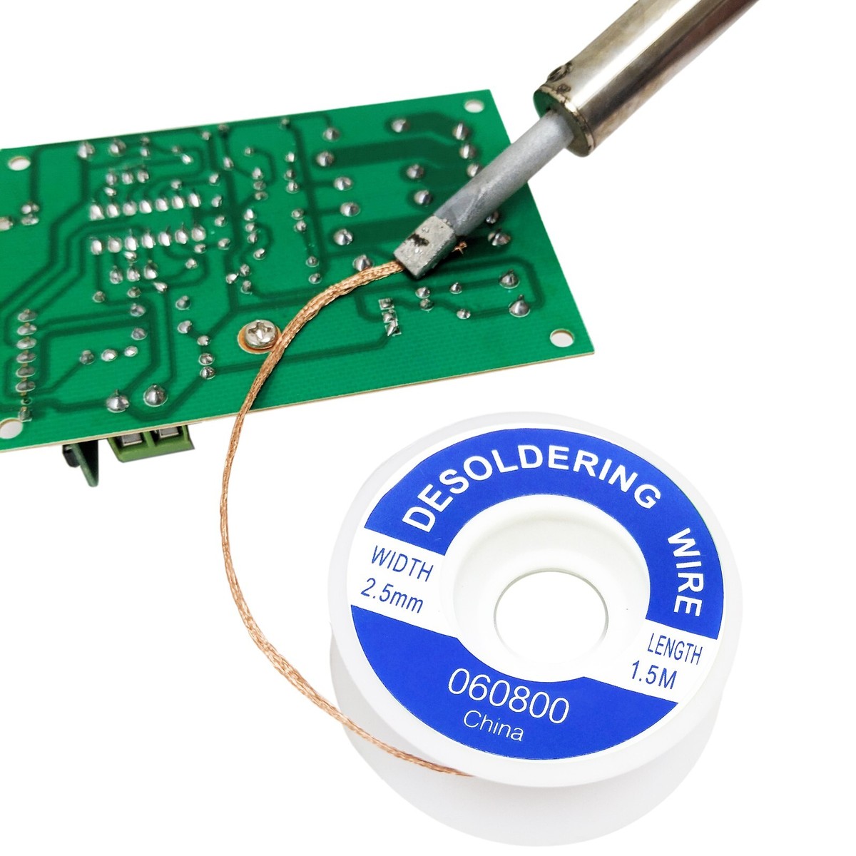Herain Desoldering Wick Braid - No-Clean Solder Removal Tool, 0.078in Width, 9.84ft Length (2 Pack)