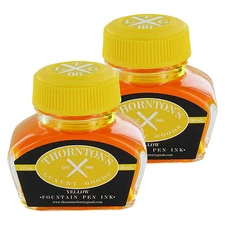 Thornton's Luxury Goods Fountain Pen Ink Bottle, 30ml, Pack of 2 - Yellow
