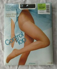 JC Penney Control Top Super Shaper Pantihose Pantyhose Size Average Off Black
