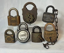 Vtg Padlock Lot NO KEYS Yale Corbin Sargent Fraim & Unmarked Decorative Display 