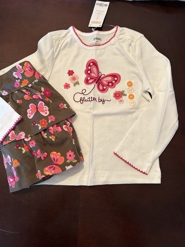 Gymboree Fille – T-shirt Rayé à Sequins Fleurs – Tailles 4,6,8 Ans – Neuf Avec étiquettes