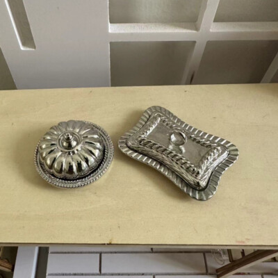 1PC 1:12 Scale Dollhouse Miniatures Mini Kitchen Royal Plates Dish Silver Metal