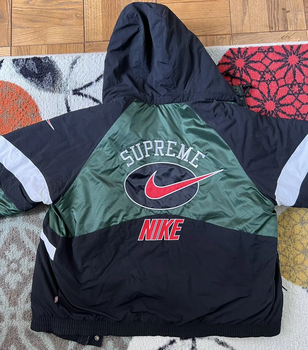 Supreme Nike Hooded Sport Jacket Black Green White Puffer Puffy Size Medium