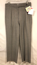 LIZ CLAIBORNE Size 10 Dress Pants Kylie Straight Pleated Front Gray w/Pinstripes