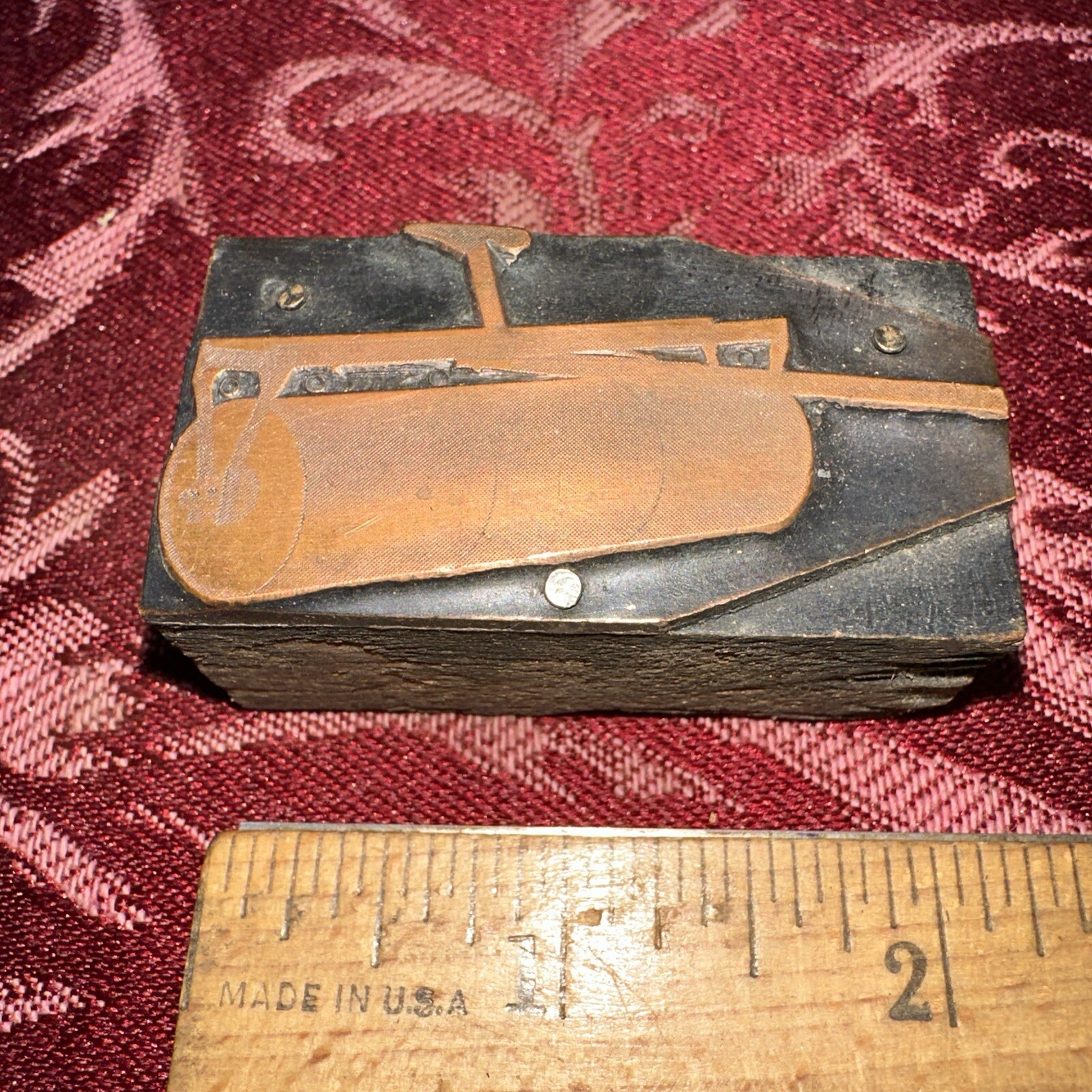 Printing Block “ Old Roller For Dirt “ Copper Face, Nice Image.