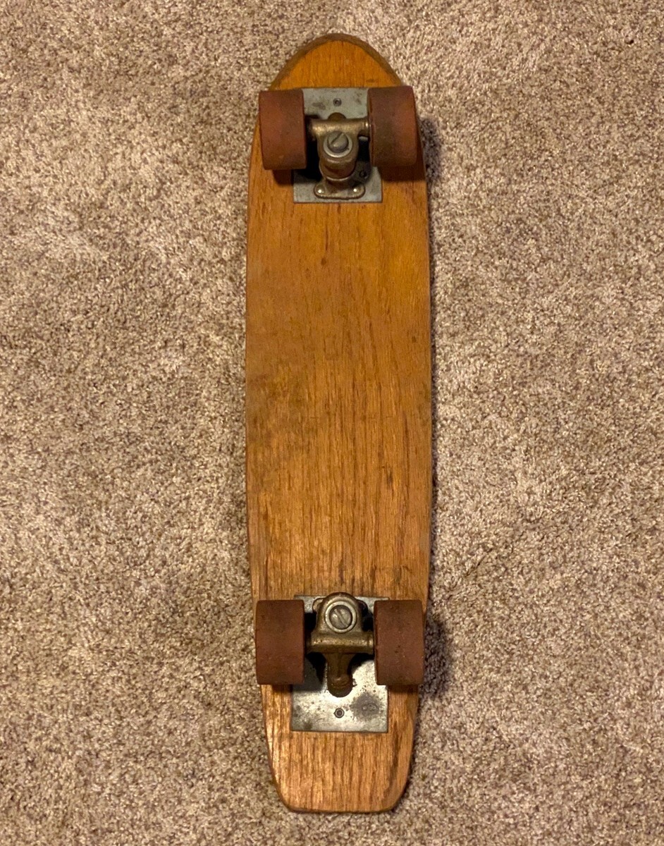 Vintage 1960s Wooden Roller Derby Deluxe #20 Early Skateboard w