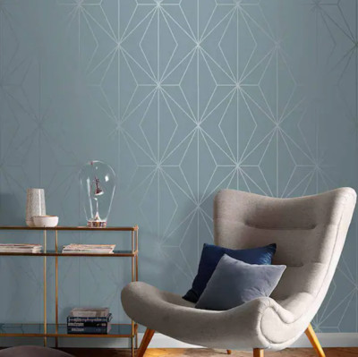 Graham & Brown Removable Wallpaper Strippable Metallic Harmony Deep Sky