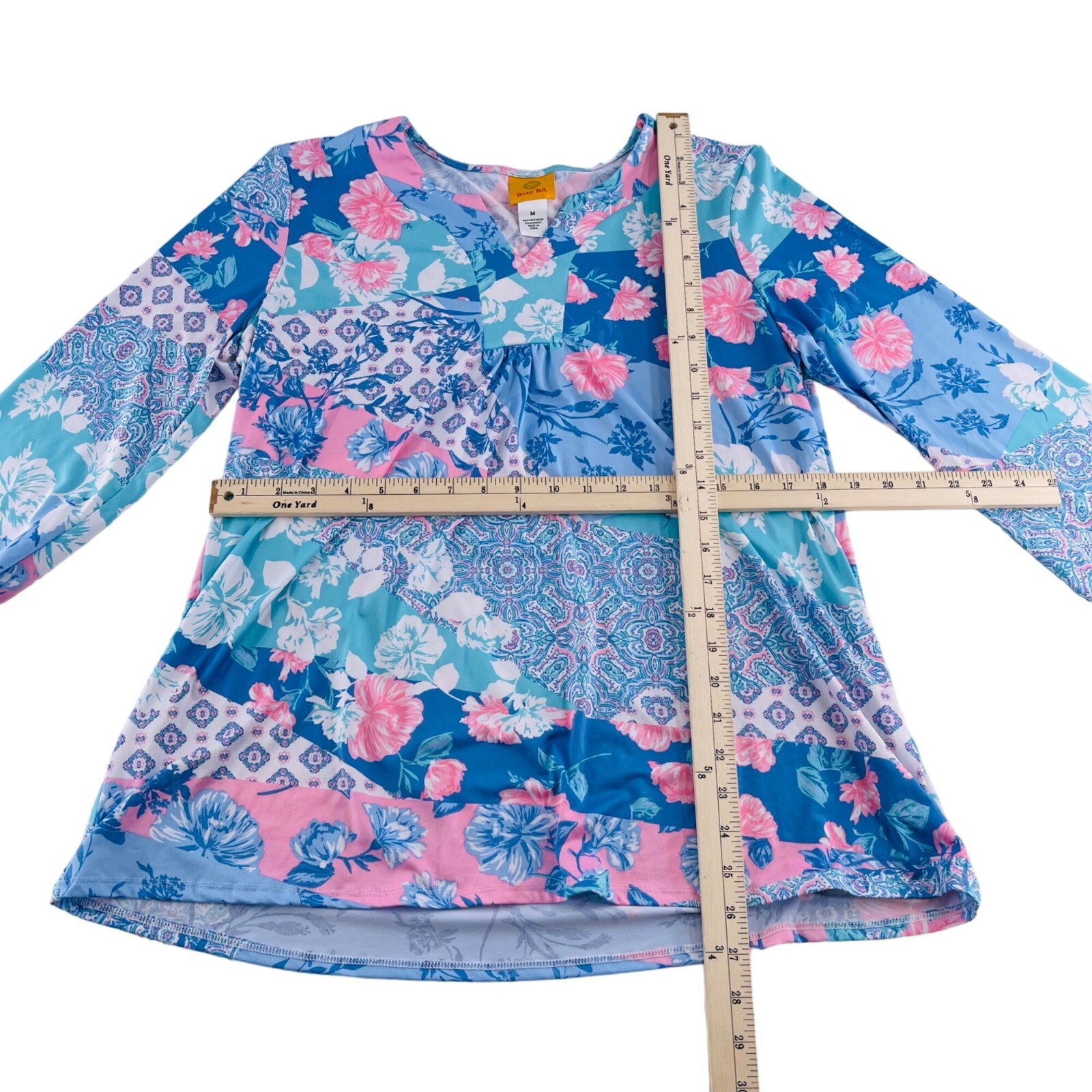 Ruby Rd. Floral Patchwork Long Sleeve Top Womens … - image 3