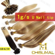 Extensiones de cabello humano Remy real 7A 16-26 pulgadas punta de uñas en U preunidas 50 g