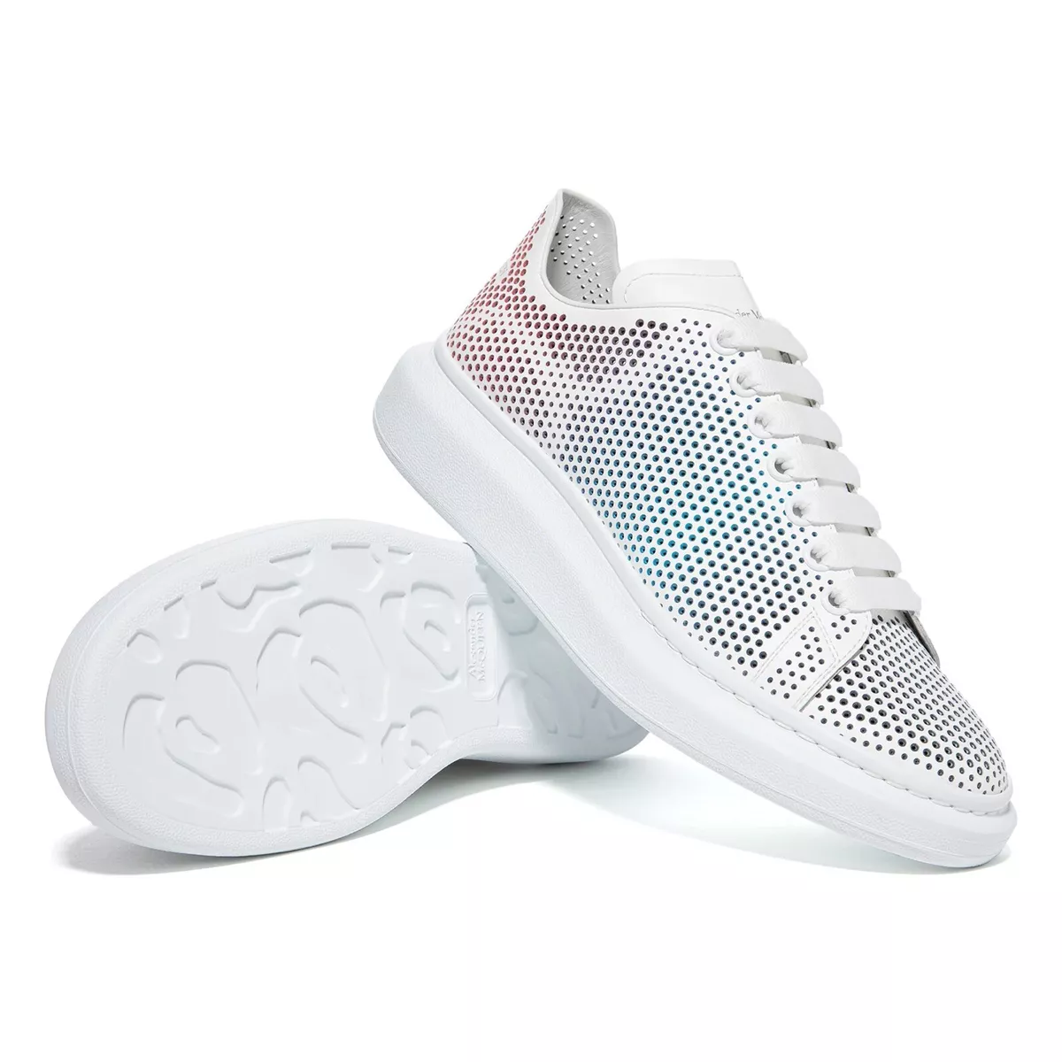Alexander McQueen Oversize Rainbow Perforated Sneaker White Multi