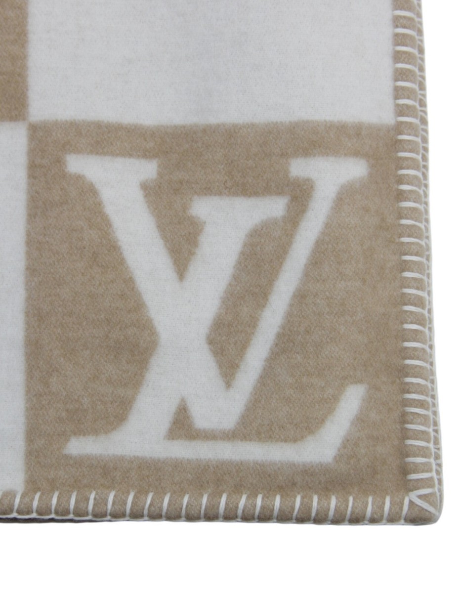Louis Vuitton Beige Wool/Cashmere Checkmate Throw Blanket | eBay