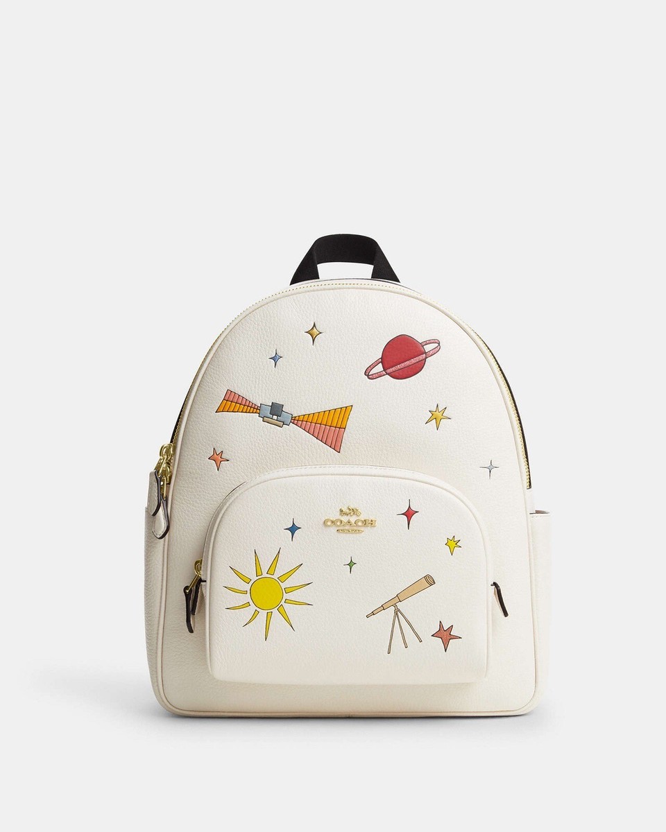 NWT Coach X Observed By Us Court Backpack In Leather- Chalk Multi