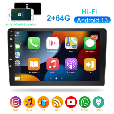 10.1'' 2 Din Car Stereo Android 13 Apple CarPlay Radio GPS Navi WiFi Player BT FM