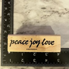 Stampin Up Peace Joy Love Phrase Wood Mounted Rubber Stamp