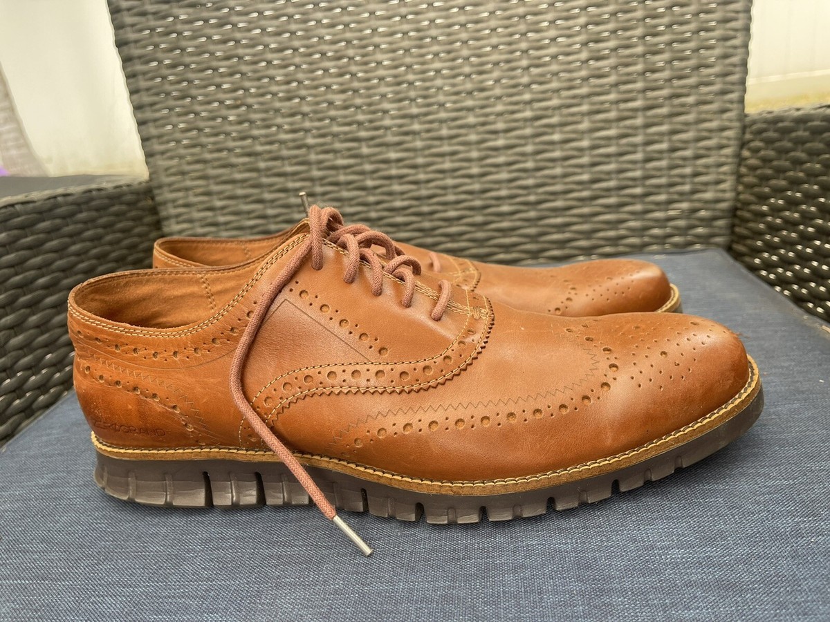 Cole Haan Mens Size 12 Zerogrand Brown Leather Wingtip LaceUp Oxford Shoe C29411 Men main image 3