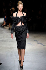 PRADA s/s 2009 Runway Crinckled Wrinkled Skirt Jacket Set Black