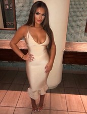 Beige mermaid style bandage dress